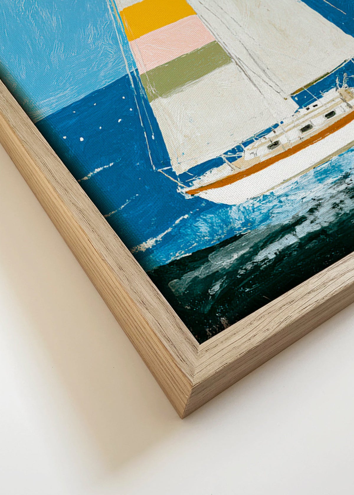 Ilustracja: żaglówka z kolorowymi żaglami – Canvas detail