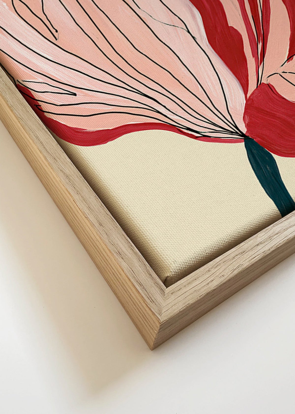 Plakat botaniczny z szkarłatnymi płatkami – Canvas detail