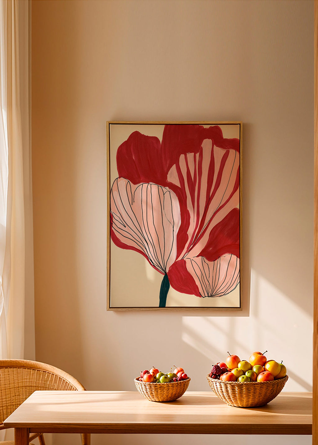 Plakat botaniczny z szkarłatnymi płatkami – Canvas1