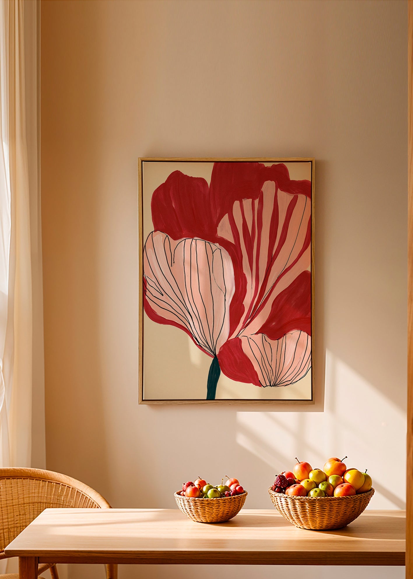 Plakat botaniczny z szkarłatnymi płatkami – Canvas1