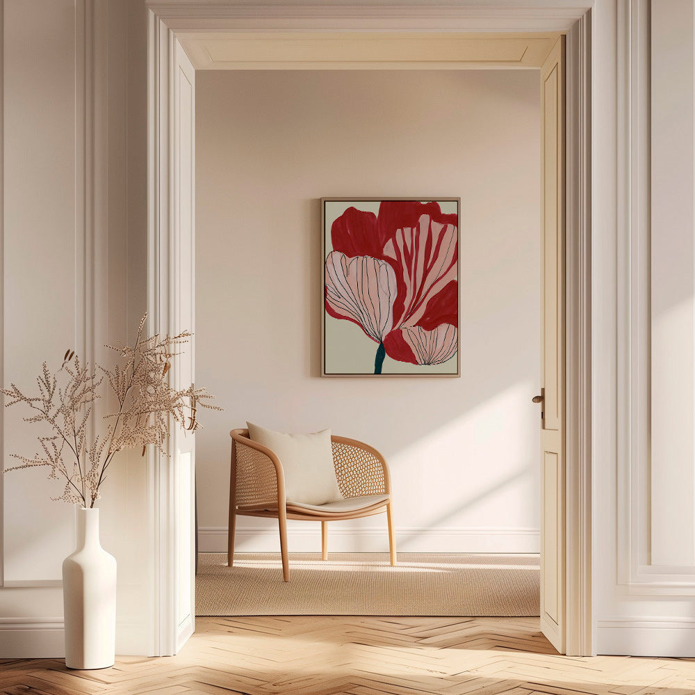 Plakat botaniczny z szkarłatnymi płatkami – Canvas2