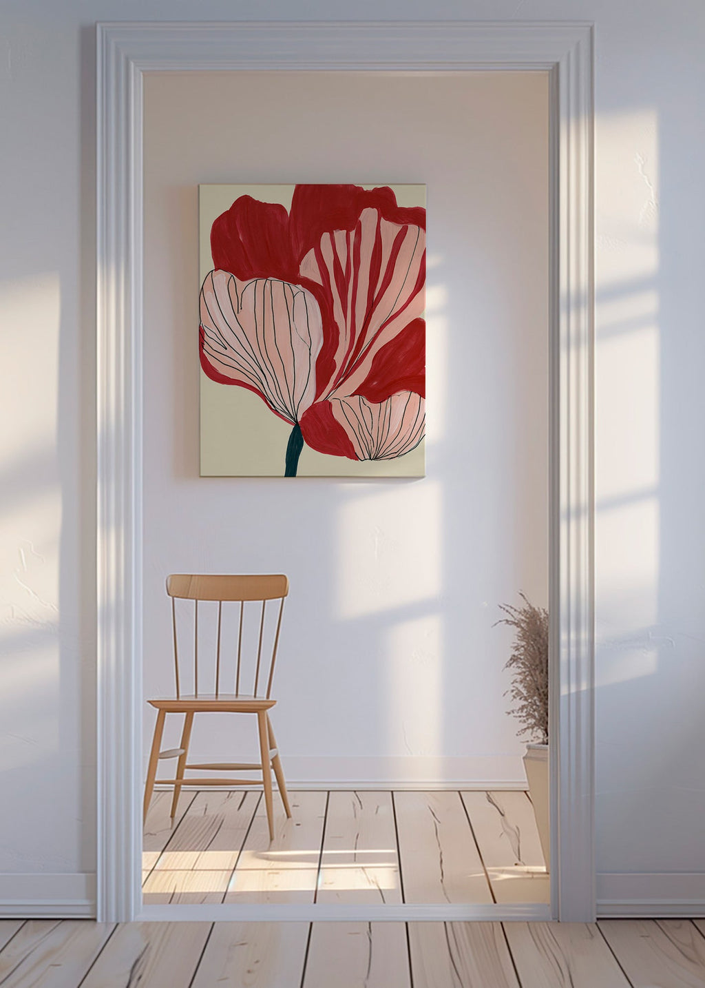 Plakat botaniczny z szkarłatnymi płatkami – Canvas