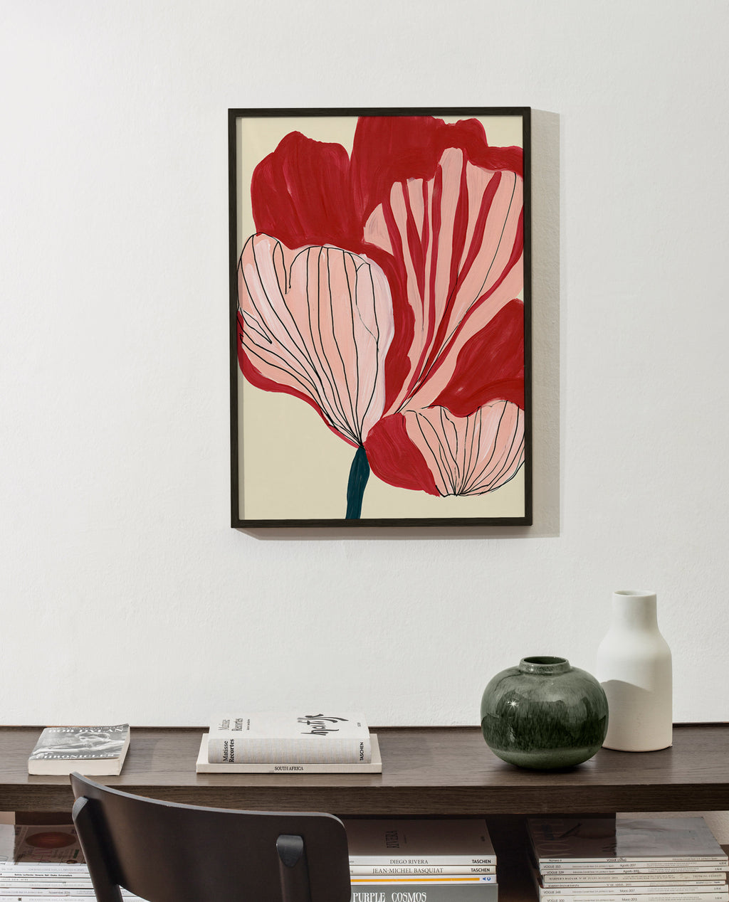 Plakat botaniczny z szkarłatnymi płatkami – Product2