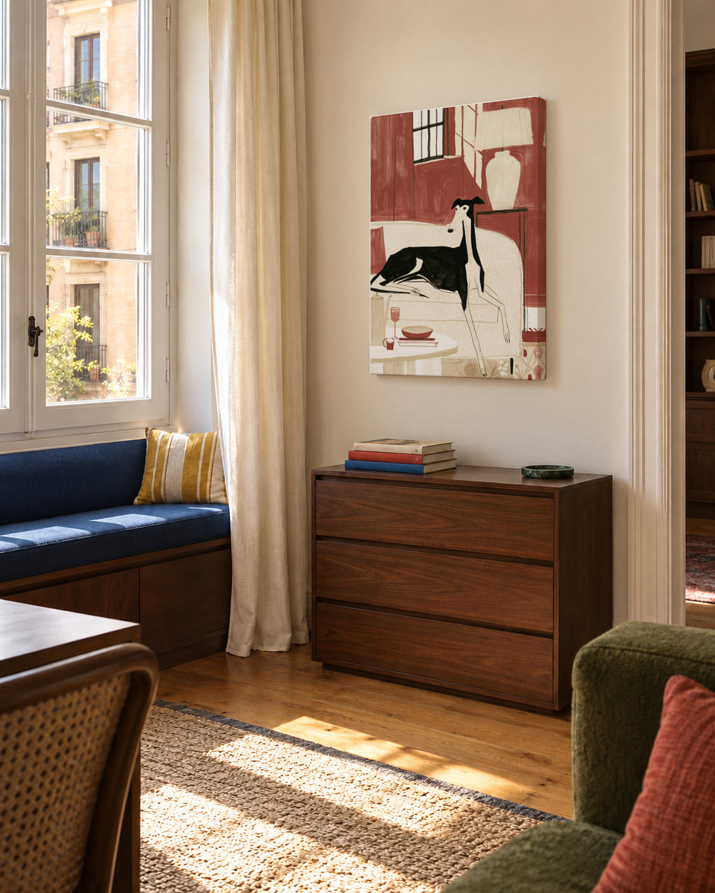 Afternoon with Whippet - Unframed canvas in an interior