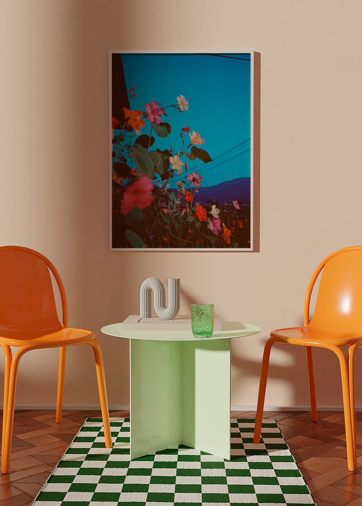 Plakat botaniczny: bugainvilla o zmierzchu