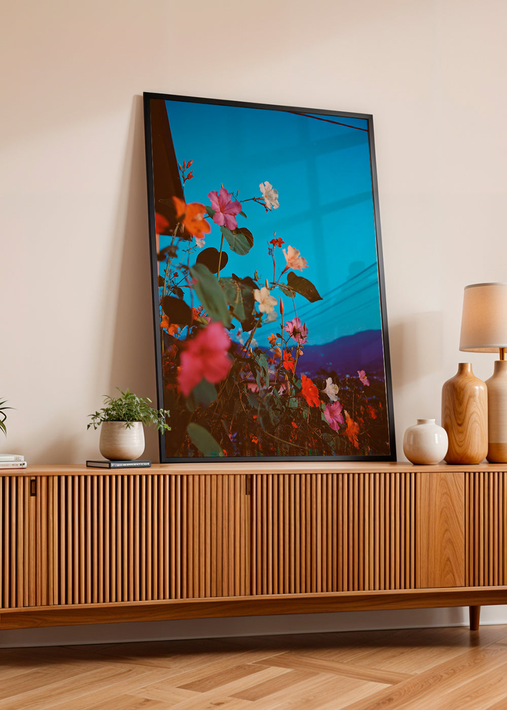 Plakat botaniczny: bugainvilla o zmierzchu