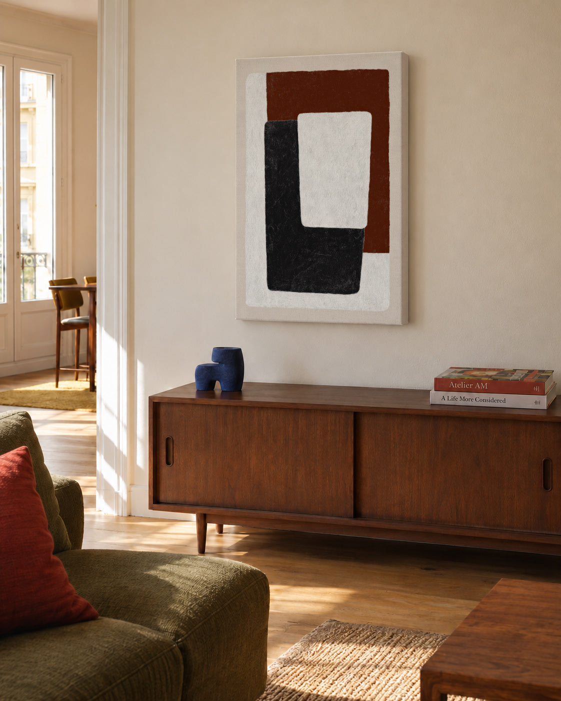 Earth Blocks - Unframed canvas in an interior