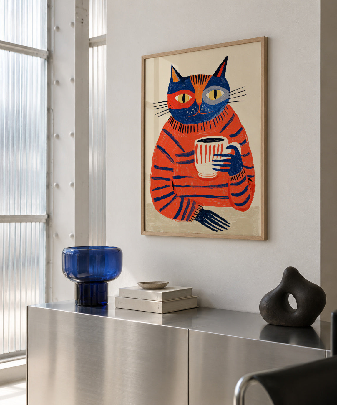 Coffee Cat - Framed poster in an interior