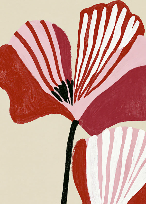 Plakat botaniczny Twin Petals róż i czerwień