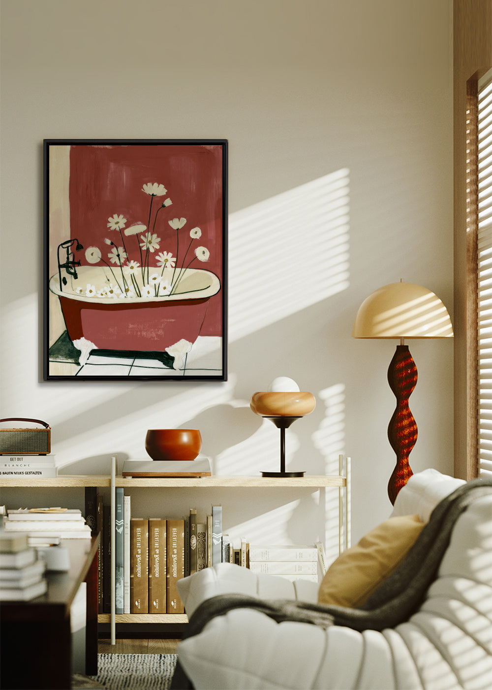 Floral Bath - Framed canvas in an interior