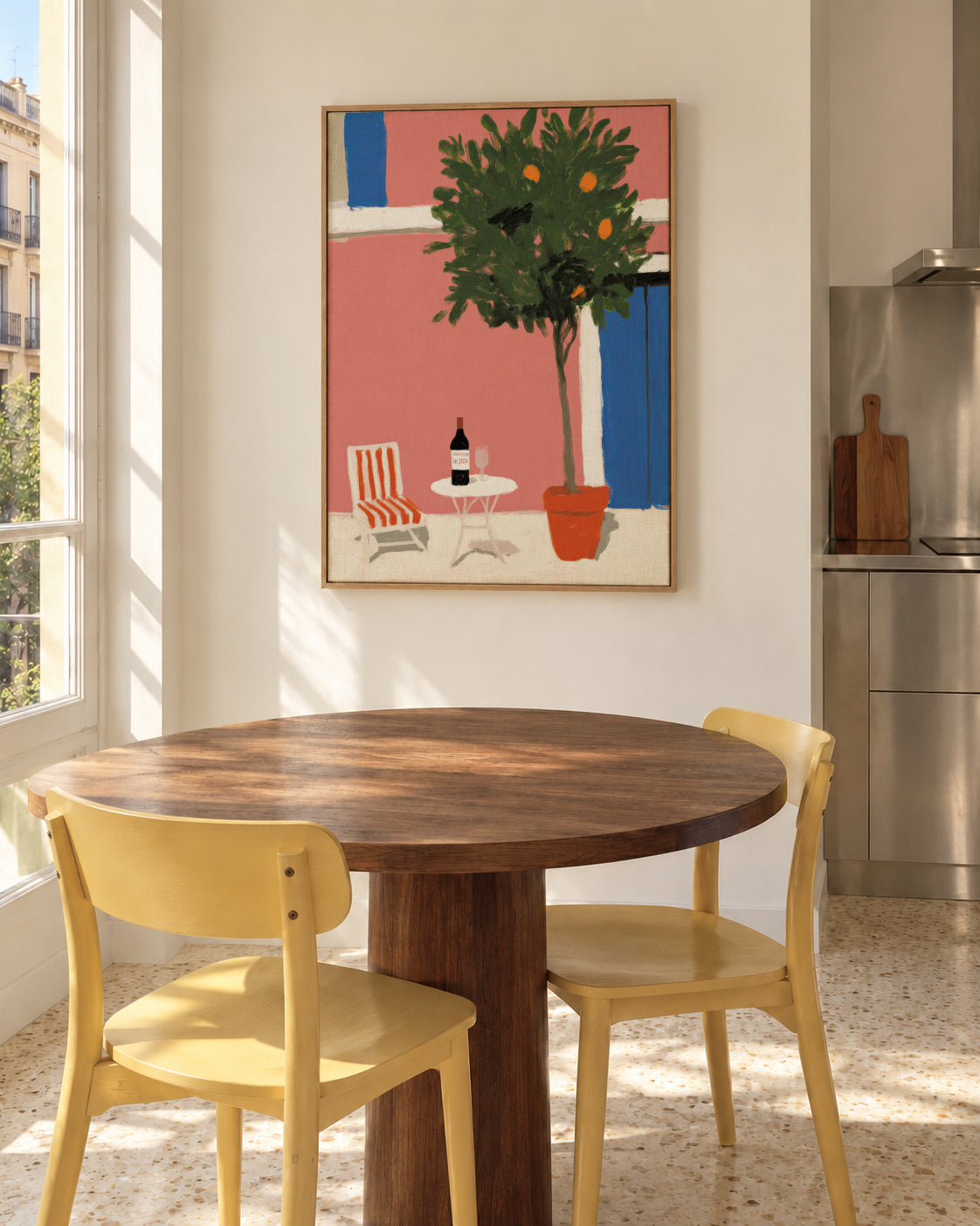 Summer Terrace - Framed canvas in an interior