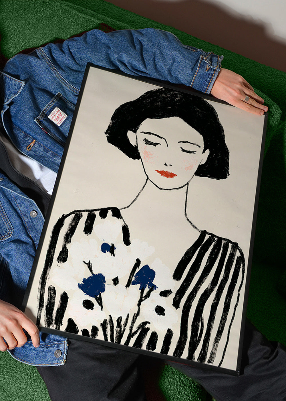 Ilustracja: portret kobiecy z kwiatami