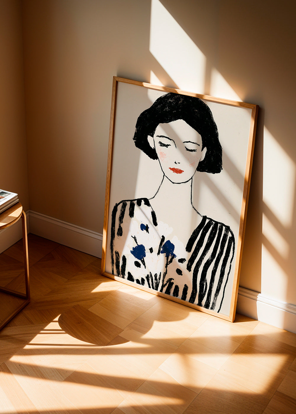 Ilustracja: portret kobiecy z kwiatami