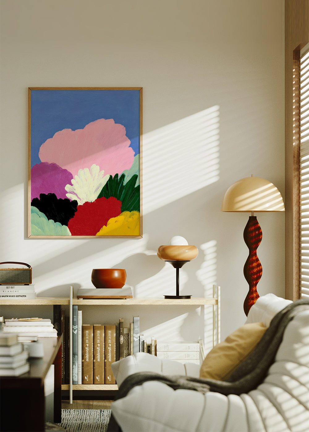 Plakat botaniczny Bloomscape z abstrakcyjnymi kwiatami