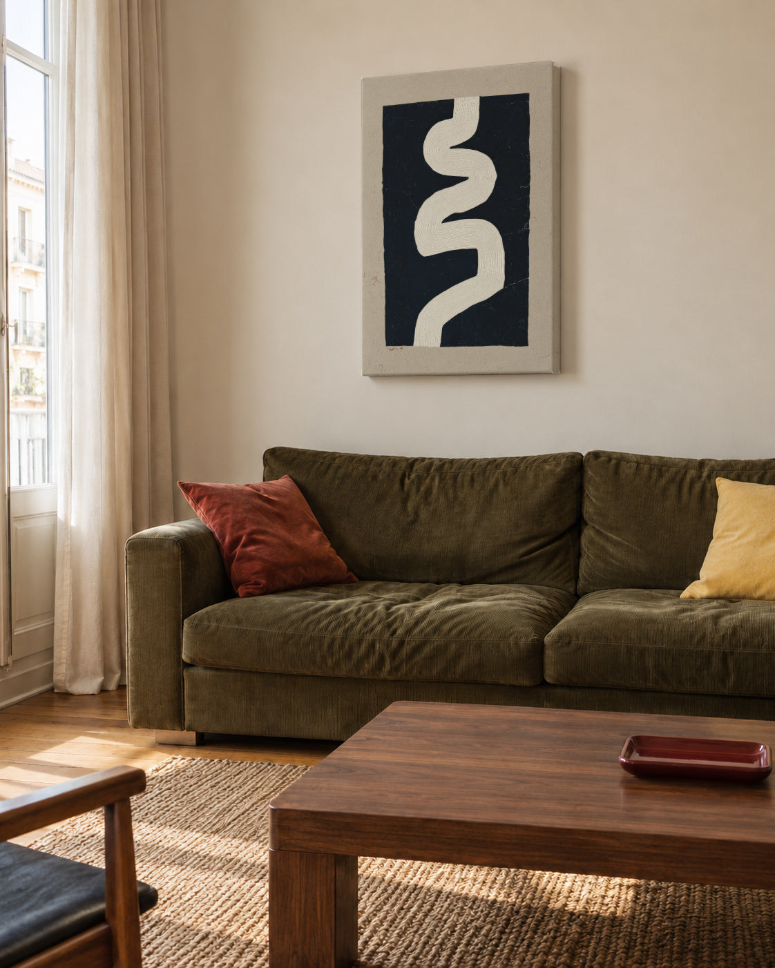 White Curve - Unframed canvas in an interior