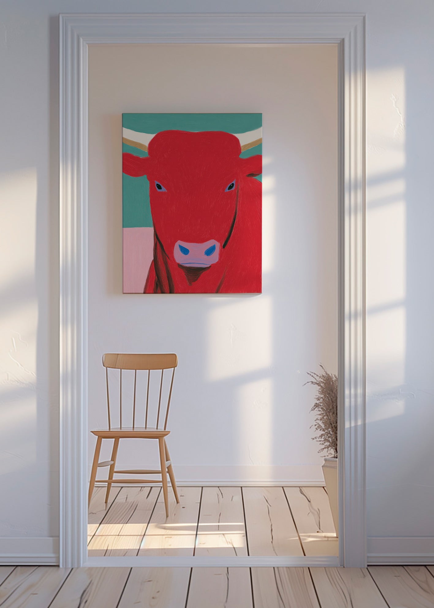 Portret czerwonego byka w nowoczesnym stylu