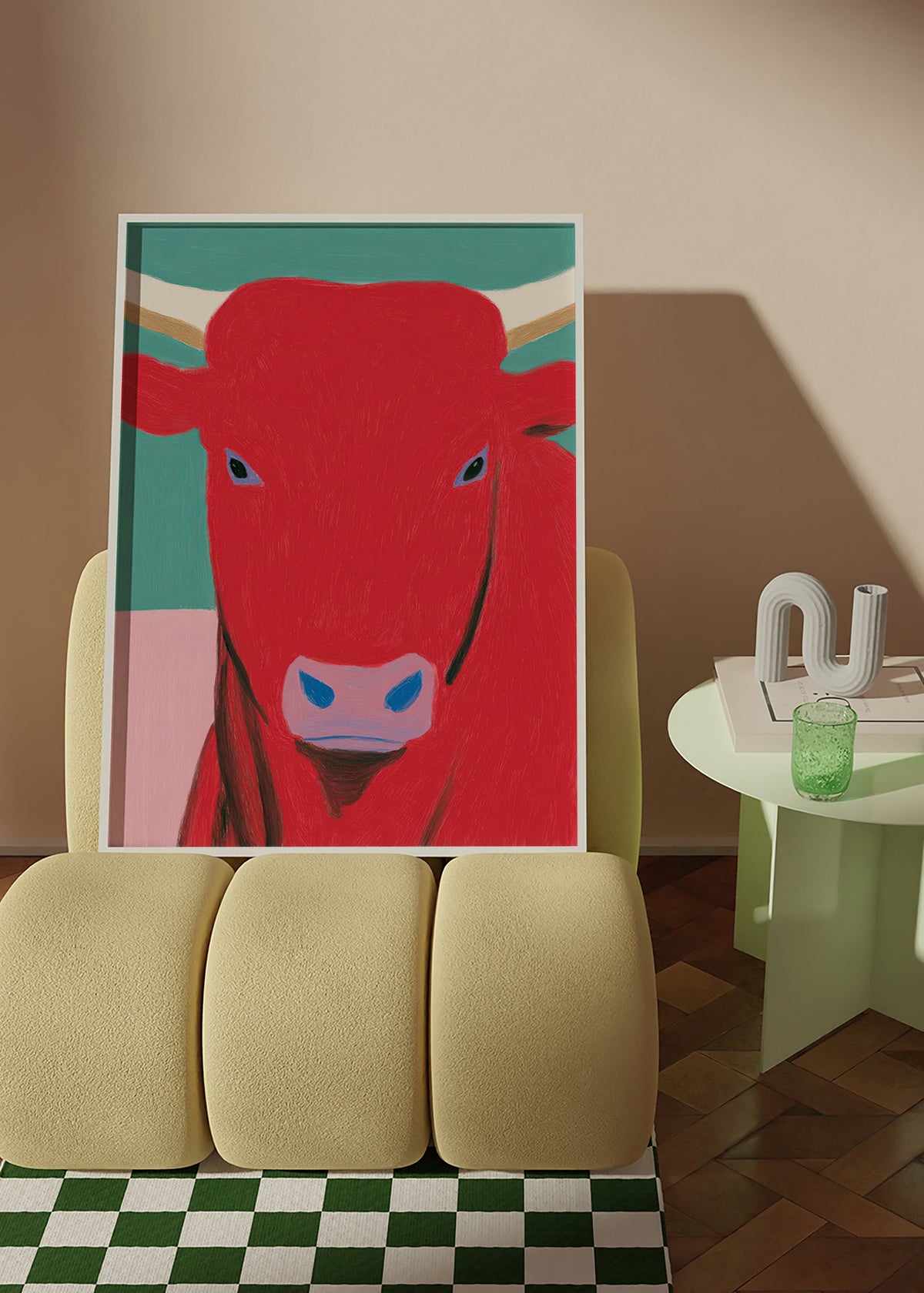Portret czerwonego byka w nowoczesnym stylu