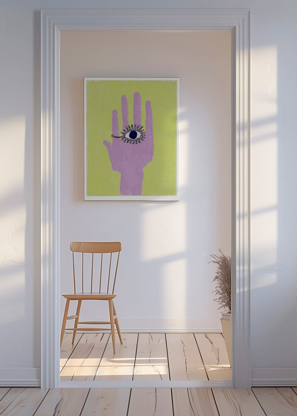 Ilustracja ręki z okiem na dłoni