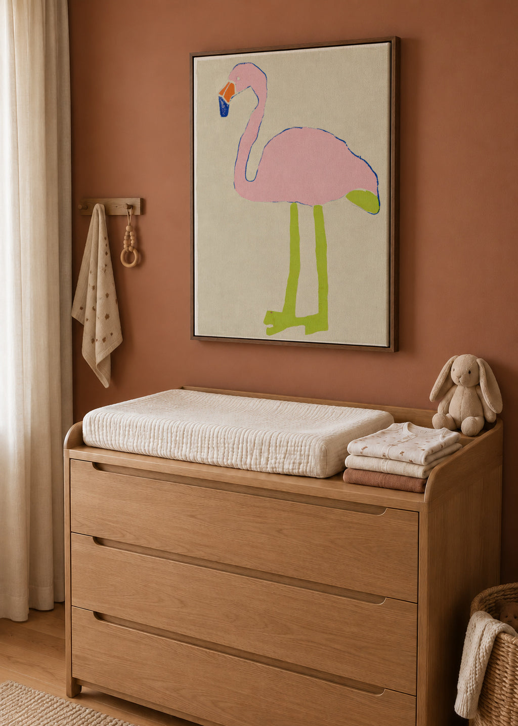 Pink Flamingo - Framed canvas in an interior