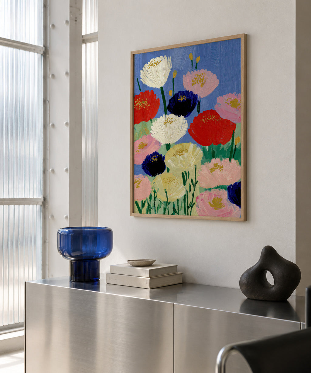 Floral Symphony - Framed poster in an interior