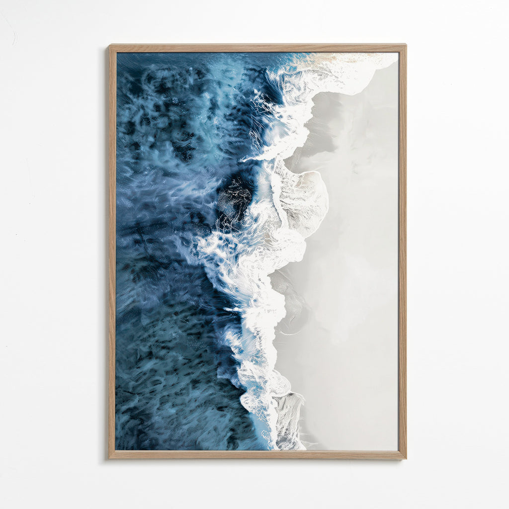 Cuadro de paisaje z lotniczymi falami i graficzną pianą