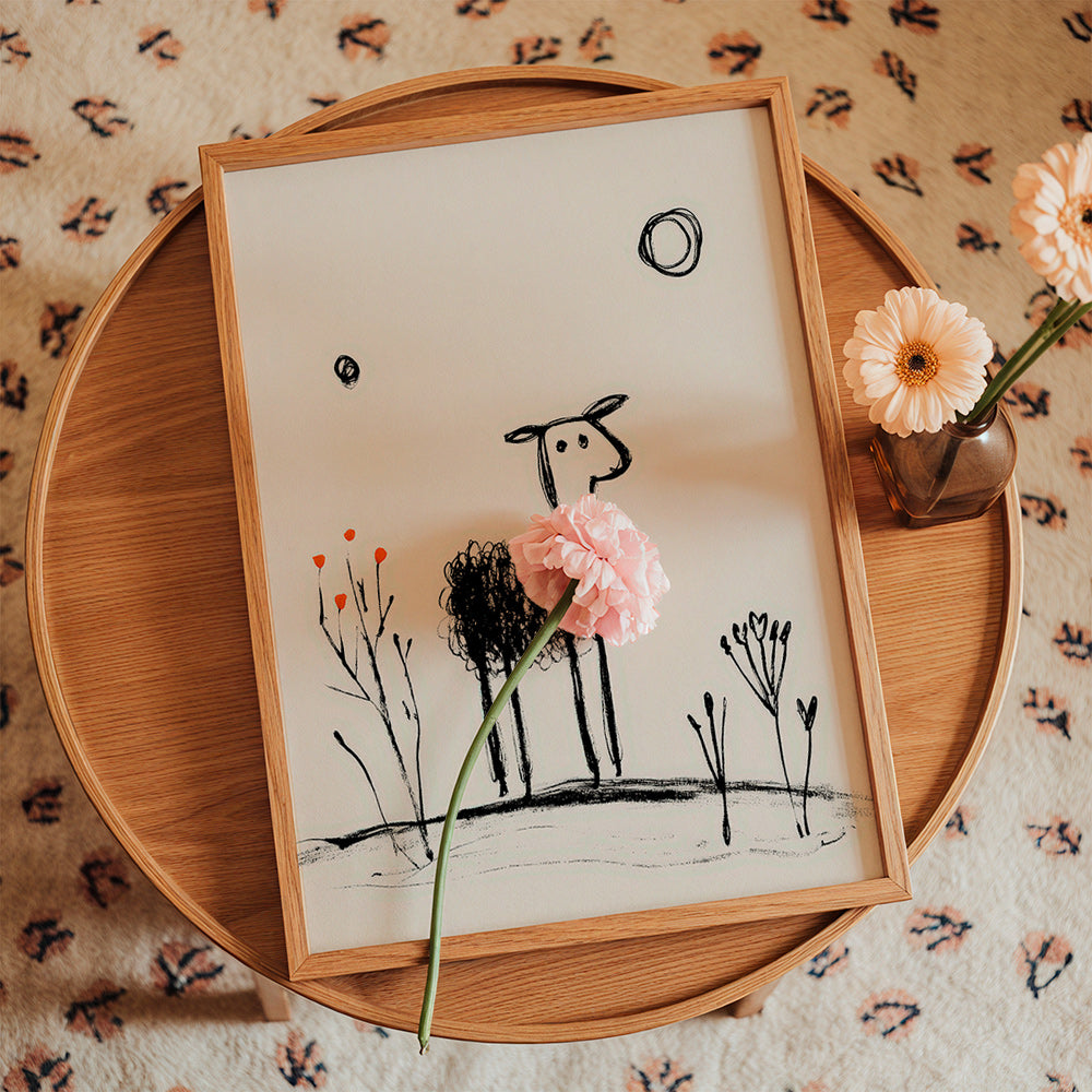 Minimalistyczna owca szkic liniowy