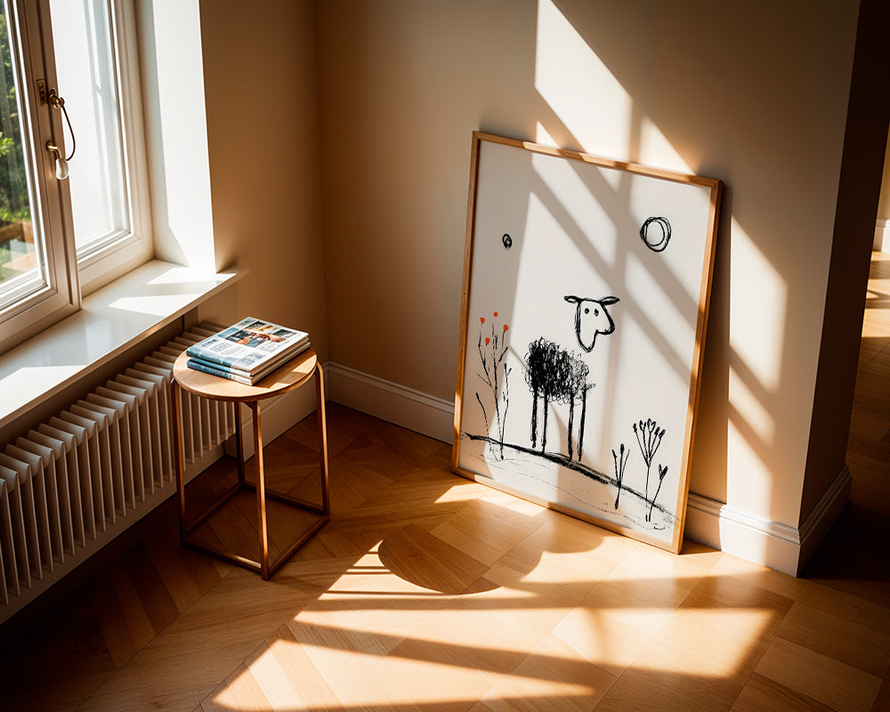 Minimalistyczna owca szkic liniowy