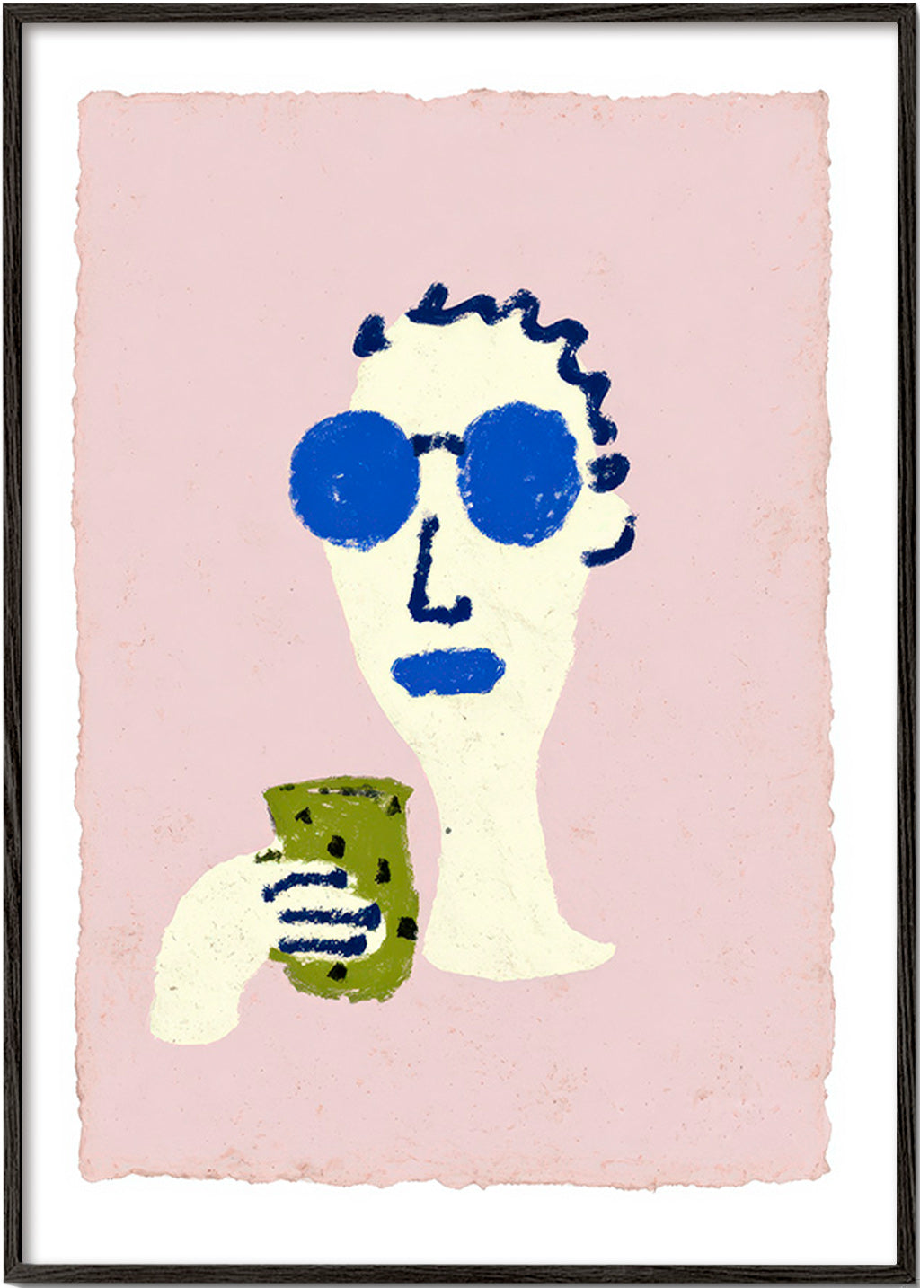 Ilustracja portret z niebieskimi okularami