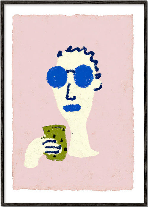Ilustracja portret z niebieskimi okularami