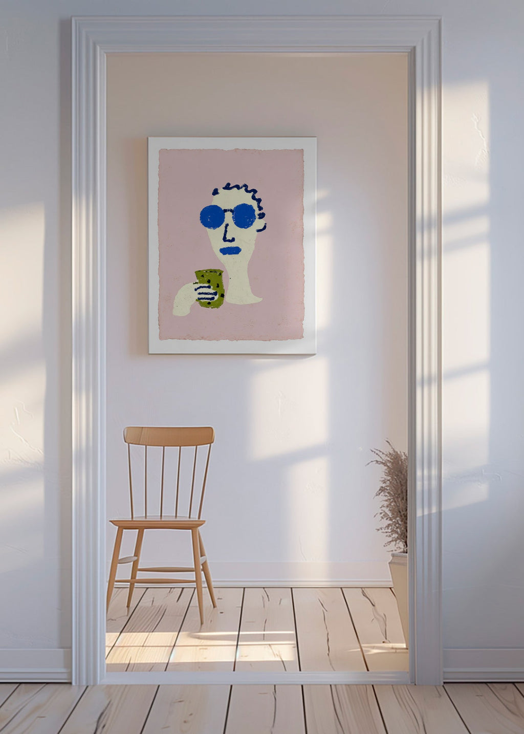 Ilustracja portret z niebieskimi okularami