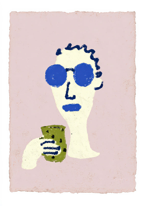 Ilustracja portret z niebieskimi okularami