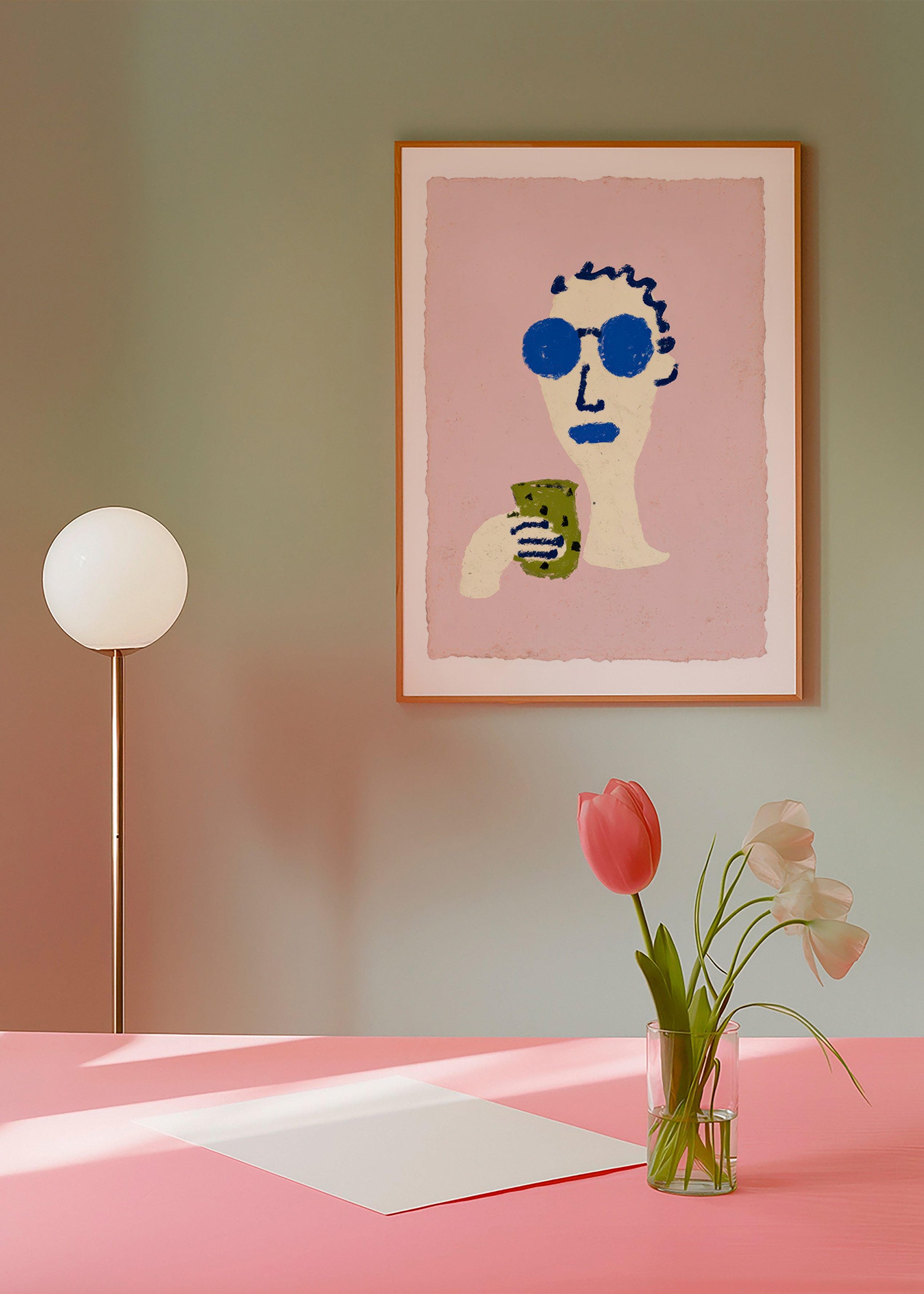Ilustracja portret z niebieskimi okularami