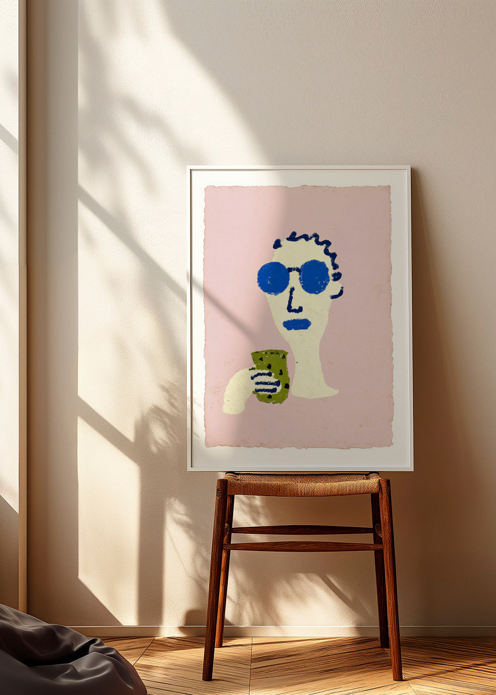 Ilustracja portret z niebieskimi okularami