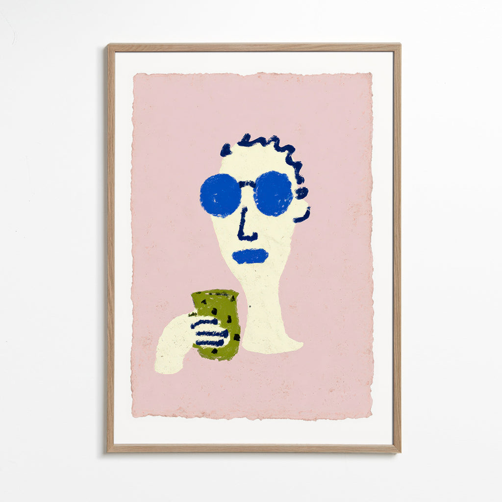 Ilustracja portret z niebieskimi okularami