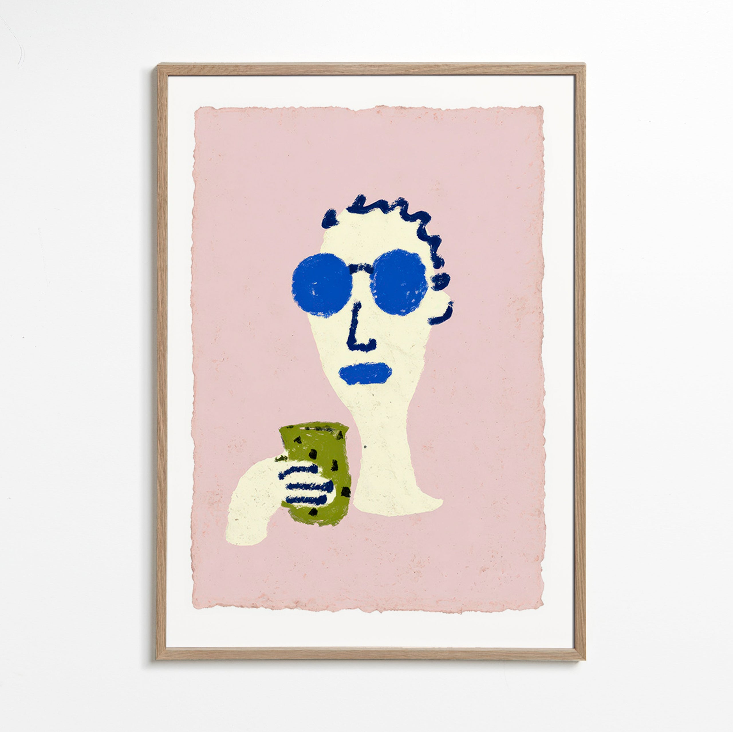 Ilustracja portret z niebieskimi okularami