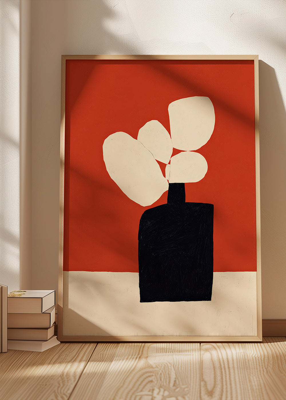 Plakat botaniczny z czarnym wazonem