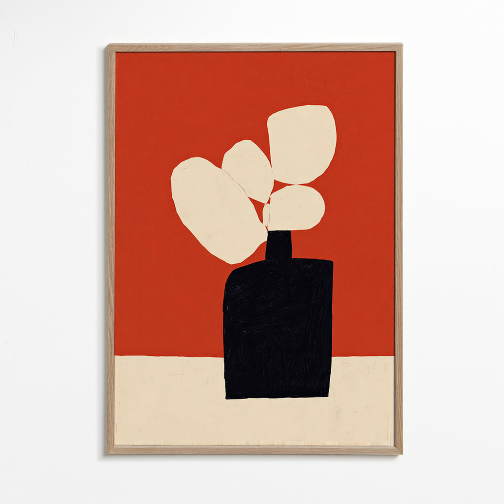 Plakat botaniczny z czarnym wazonem
