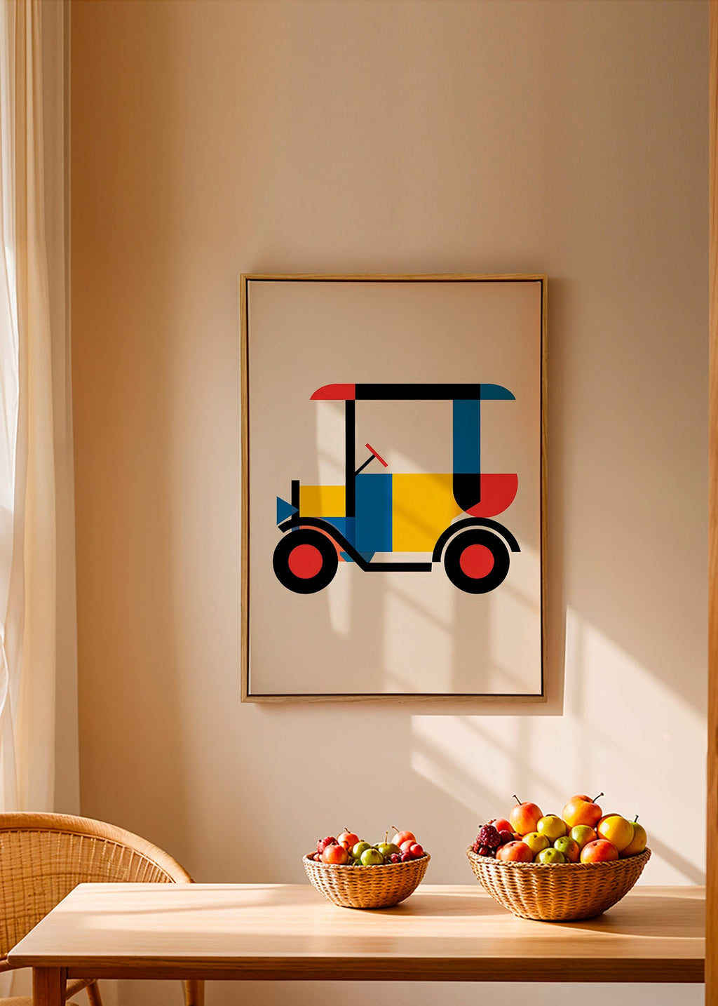 Plakat geometryczny pojazd Bauhaus