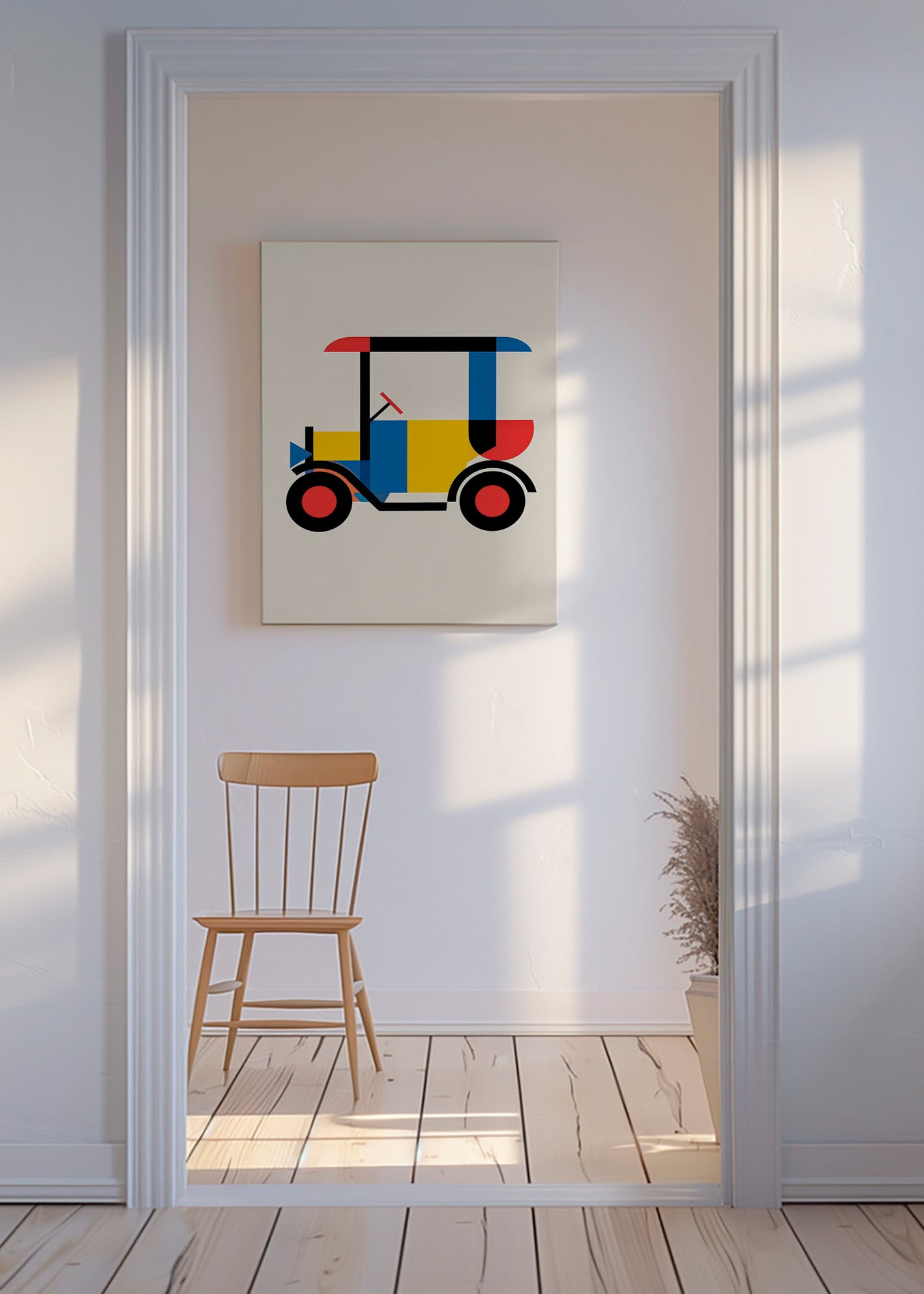 Plakat geometryczny pojazd Bauhaus