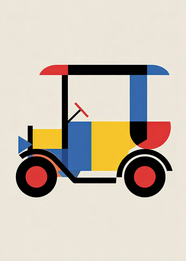Plakat geometryczny pojazd Bauhaus