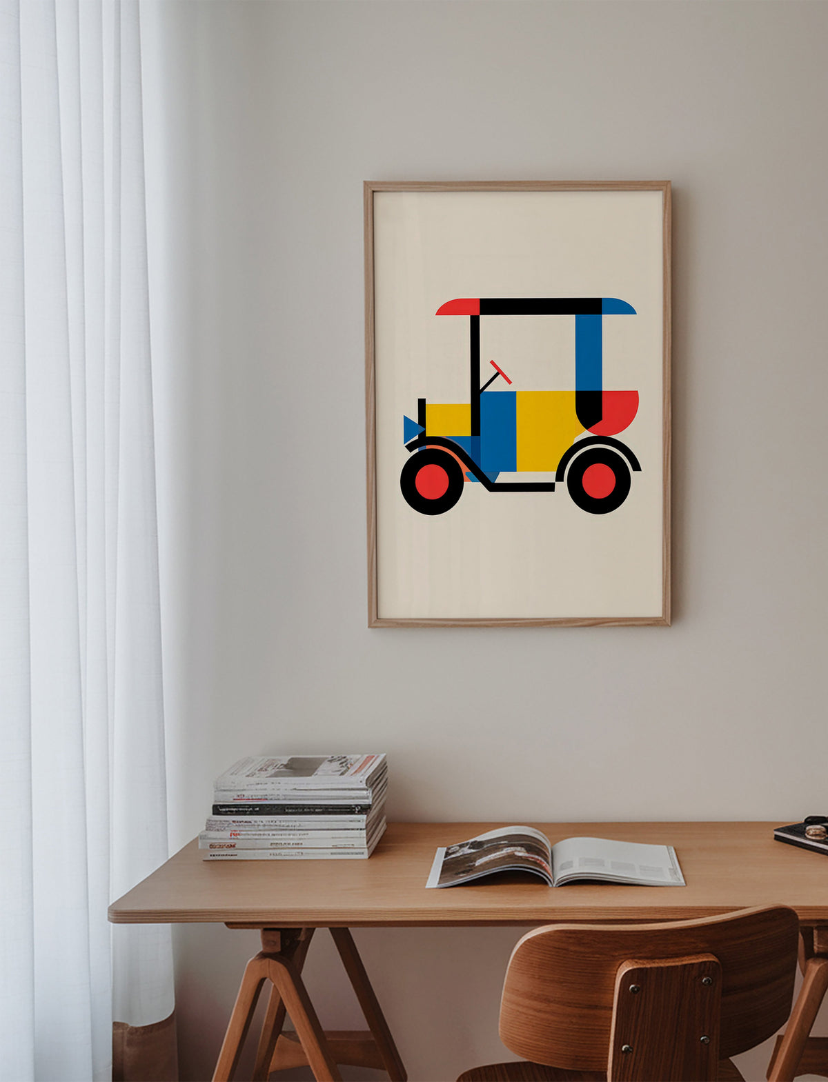 Plakat geometryczny pojazd Bauhaus