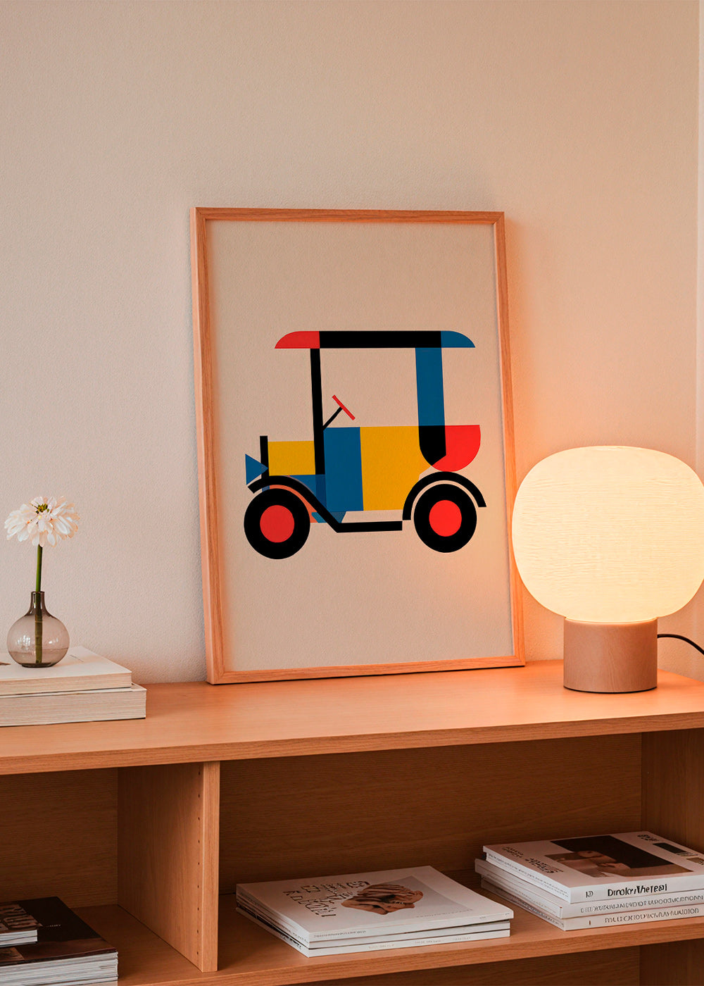Plakat geometryczny pojazd Bauhaus