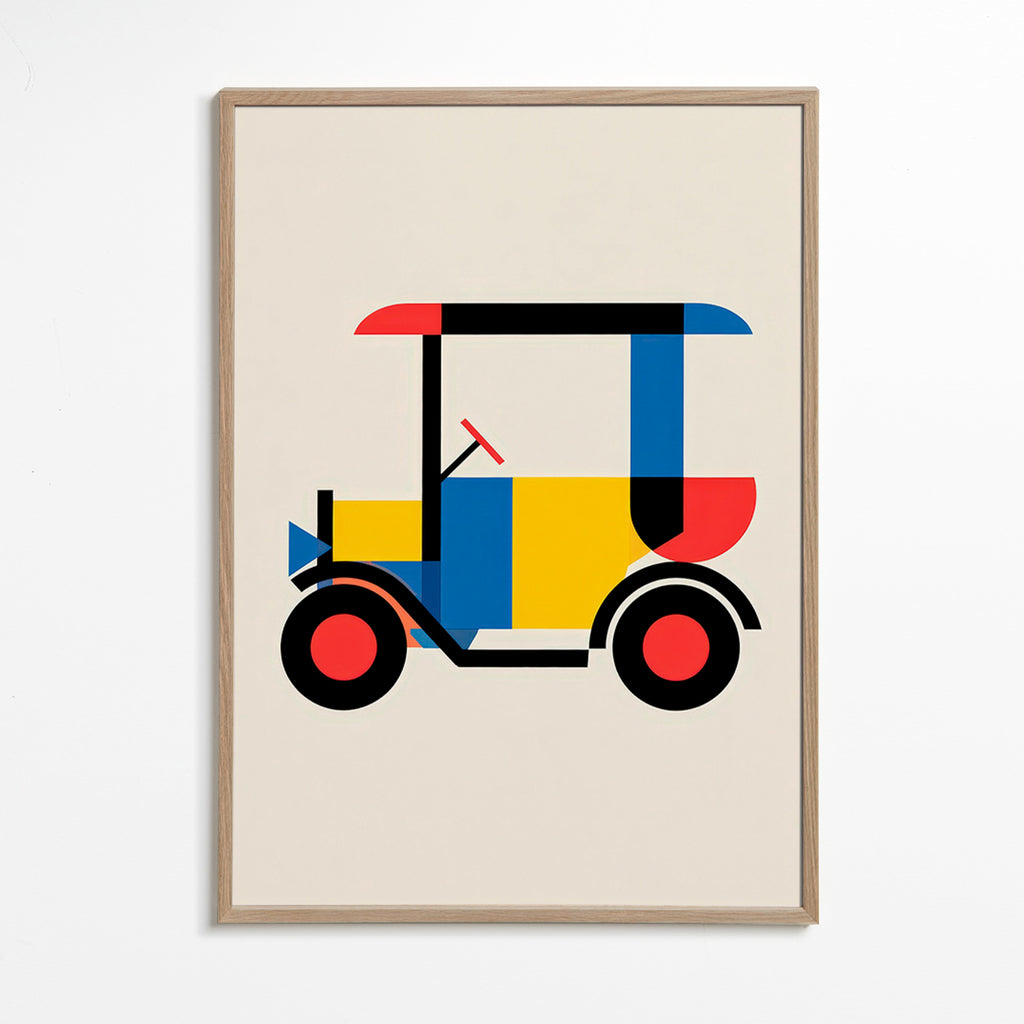 Plakat geometryczny pojazd Bauhaus