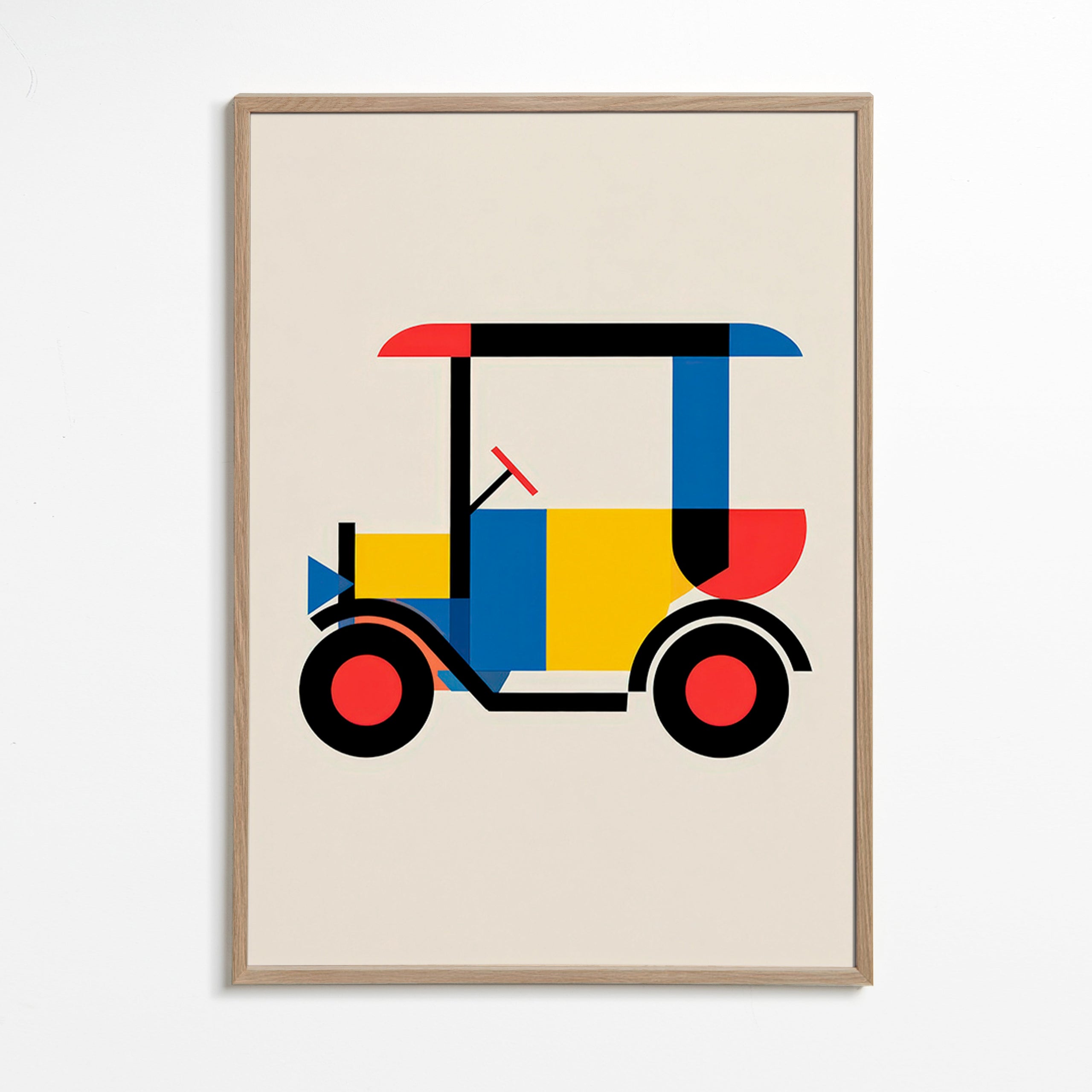 Plakat geometryczny pojazd Bauhaus