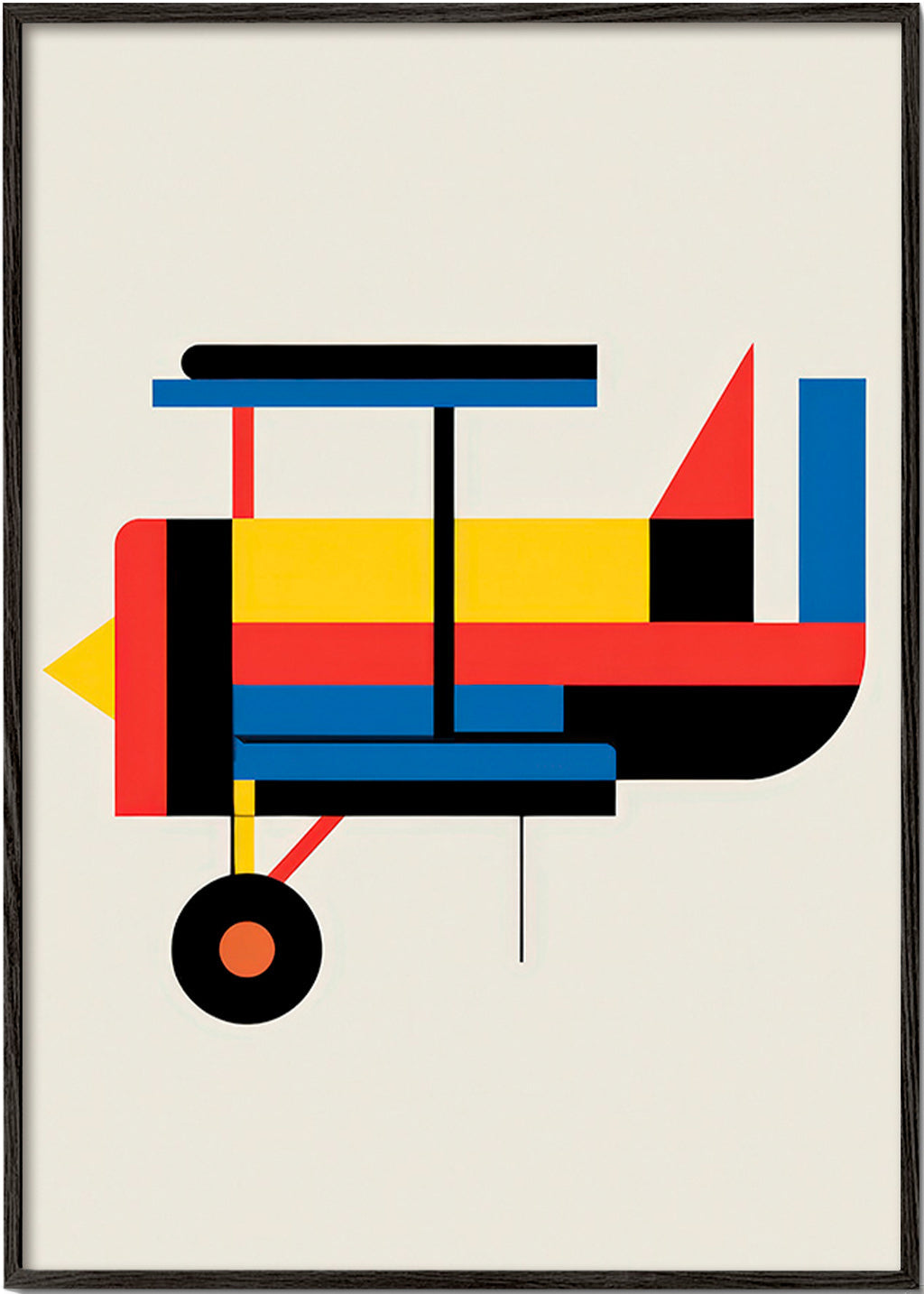 Geometryczny plakat z biplanem
