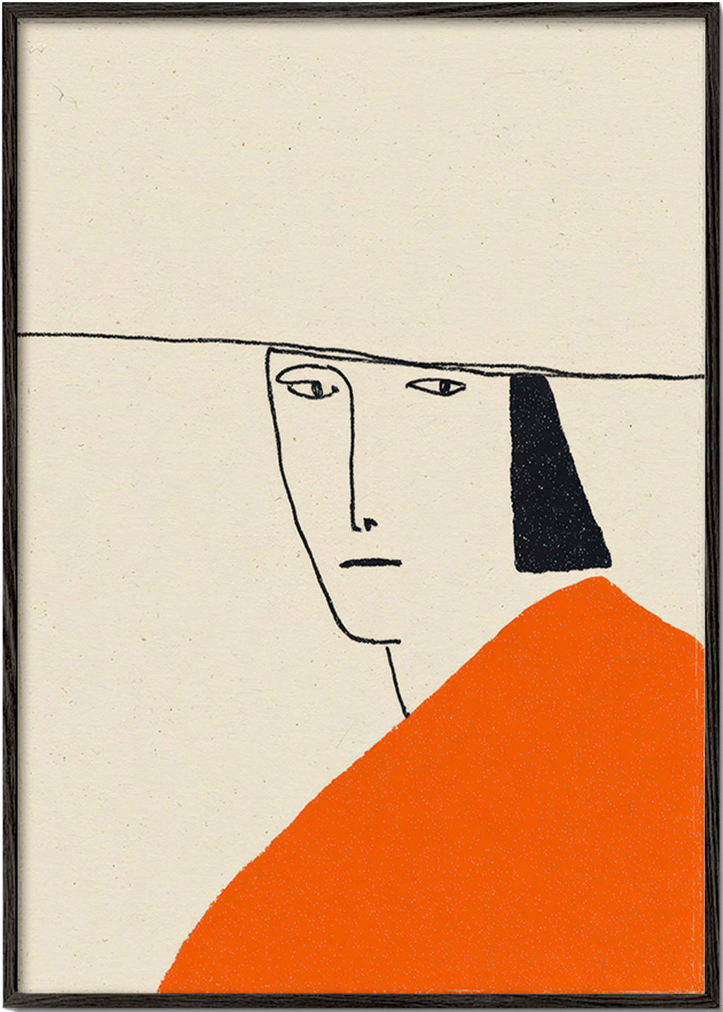 Minimalistyczna ilustracja z pomaranczowym plaszczem