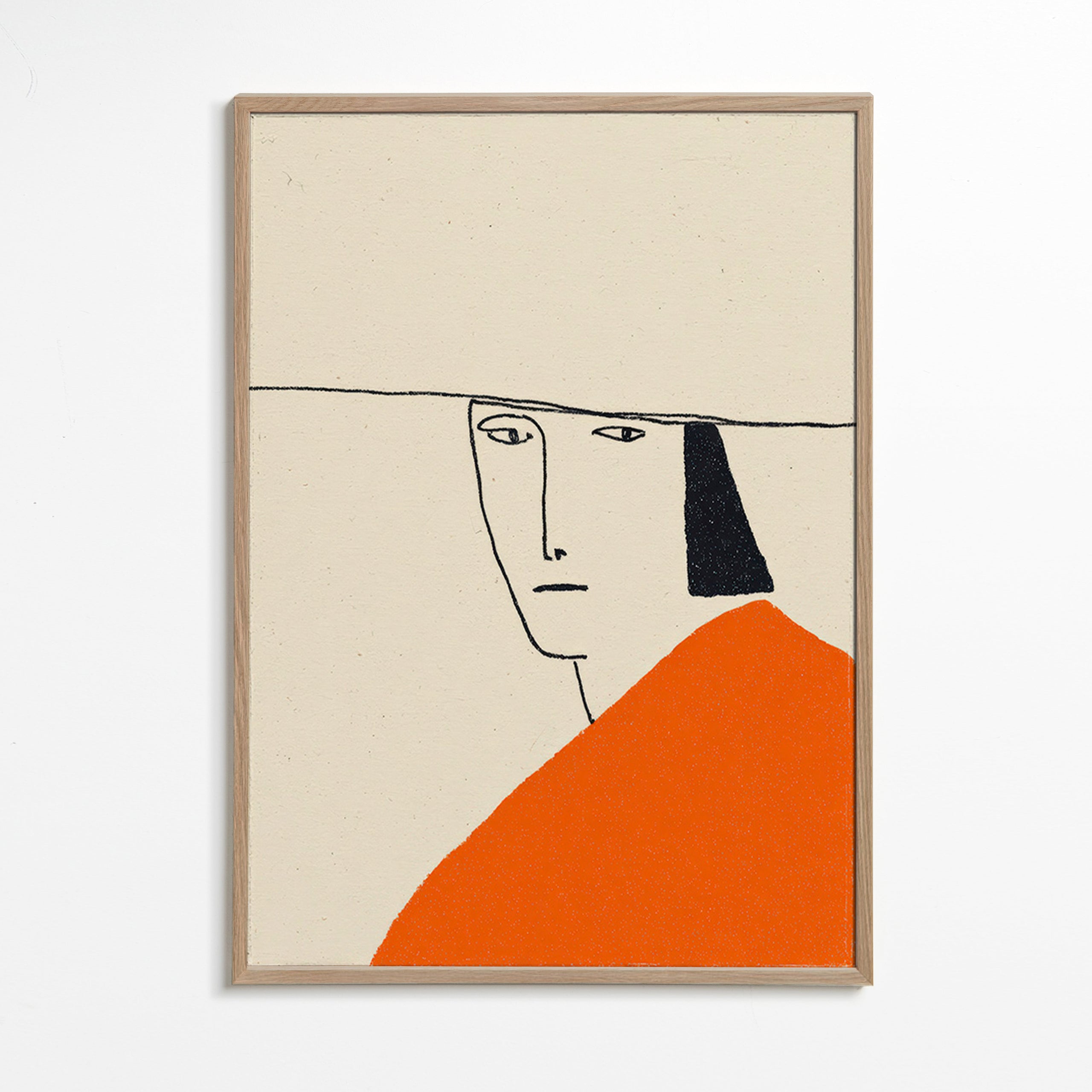 Minimalistyczna ilustracja z pomaranczowym plaszczem