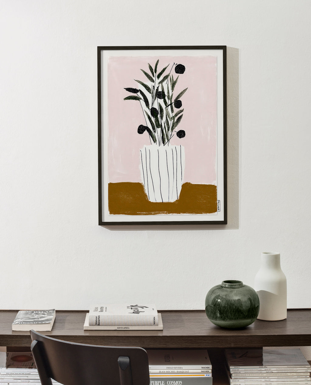 Plakat botaniczny z gałązkami oliwnymi