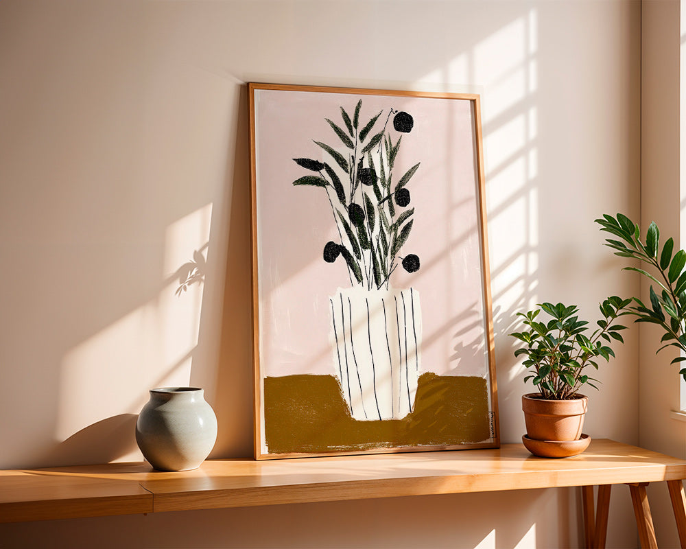 Plakat botaniczny z gałązkami oliwnymi
