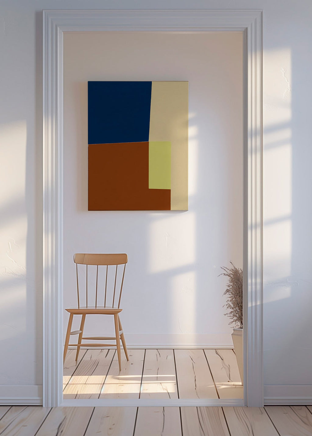 Plakat geometryczny z blokami kolorów